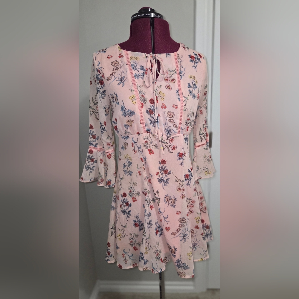 Disney Pink and Blue Buttoned Bell Sleeve Sundress